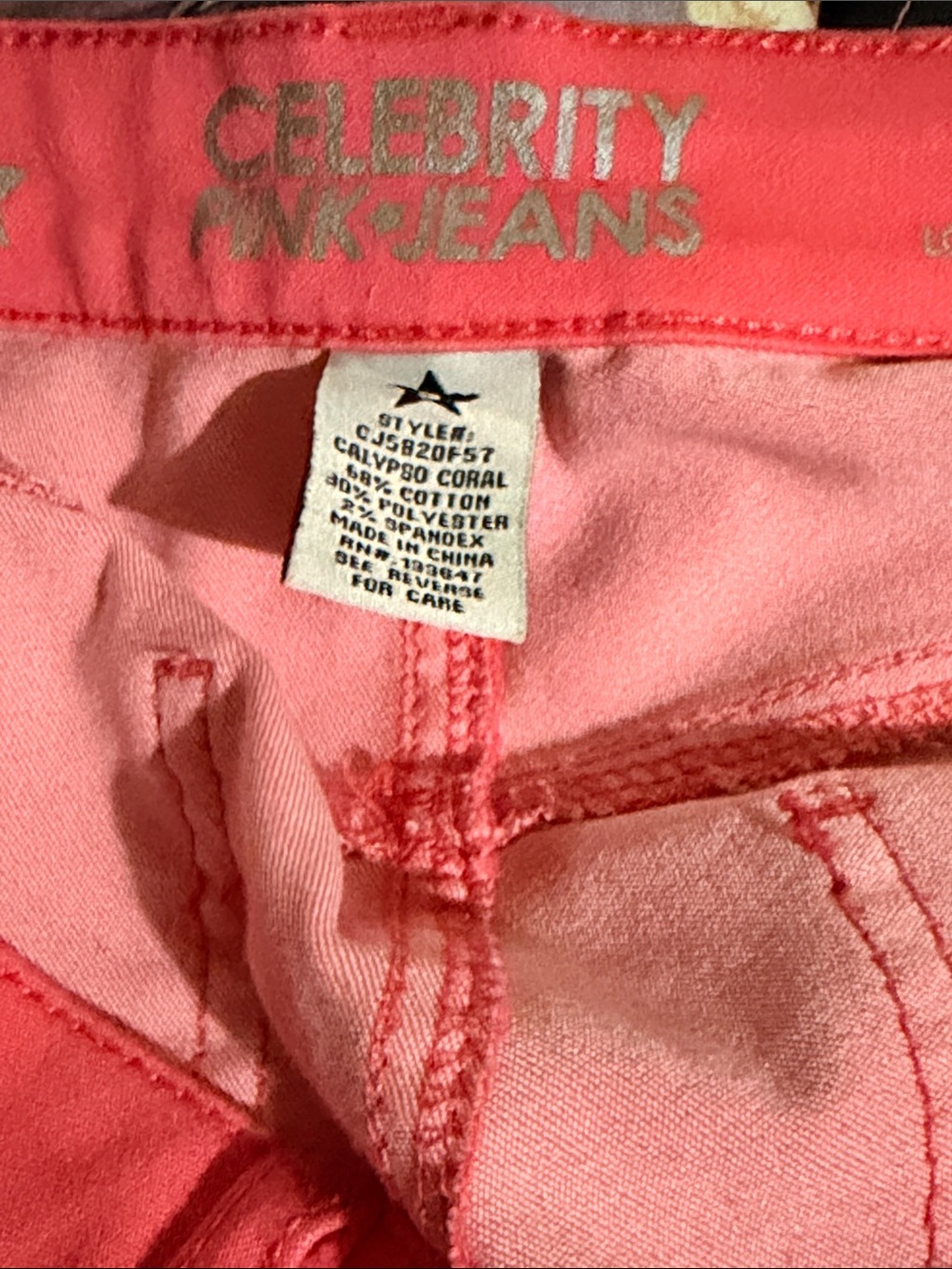 Celebrity Pink Calypso Coral Stretchy Skinny Jeans - Size 5